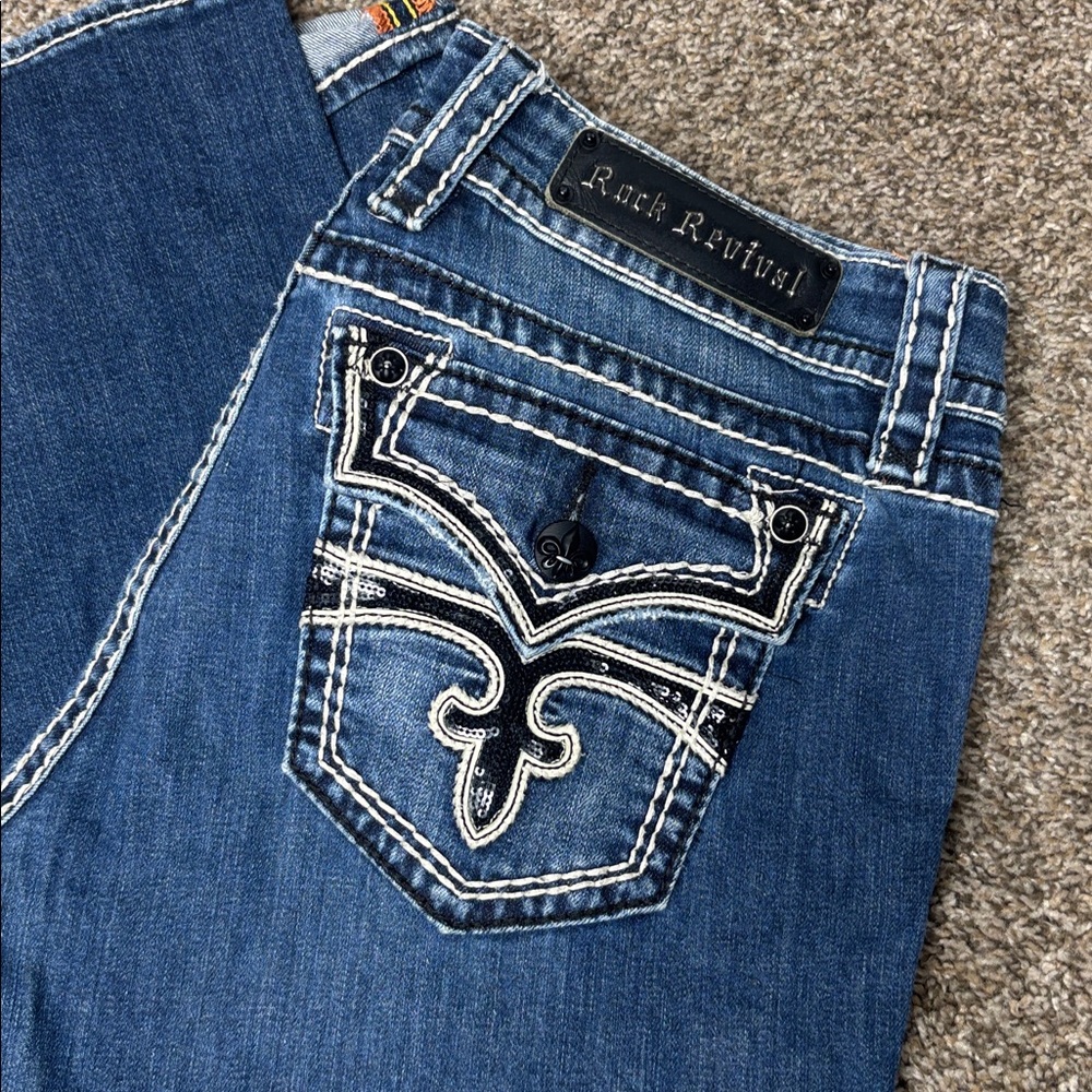 Rock revival Celine capri jeans Sz 32 black stitch